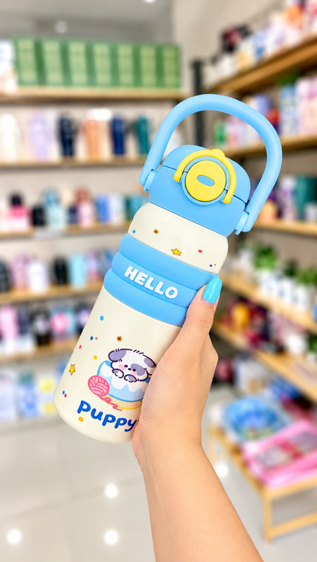 قمقمه استیل دوحالته ۶۰۰ میل فانتزی طرح HELLO